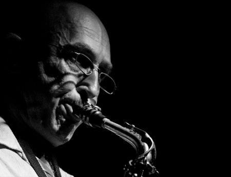 PJ Perry playing alto at the Cellar photo by Steve Mynett